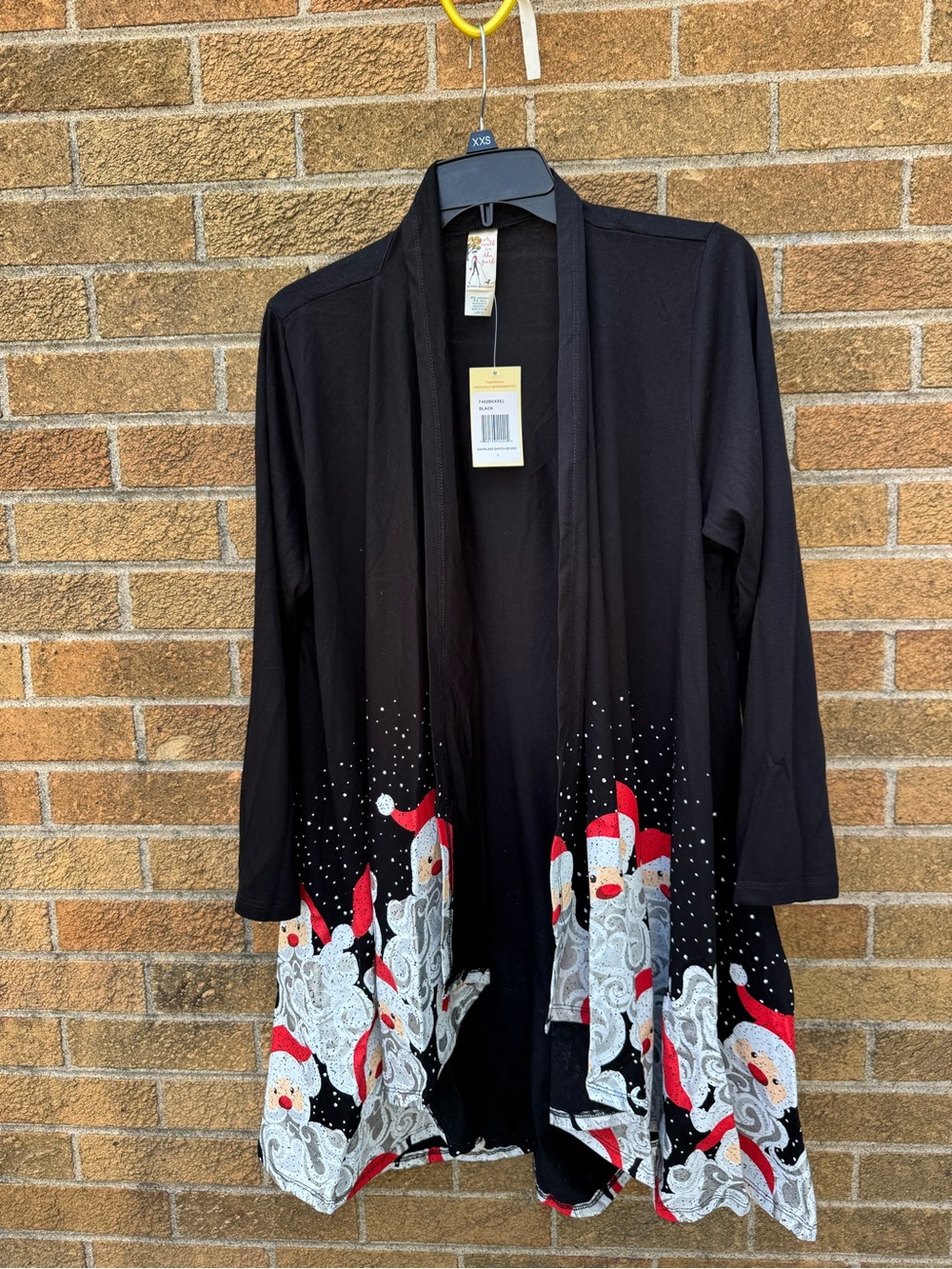 Black Holiday Santa Open-Front Cardigan Jacket